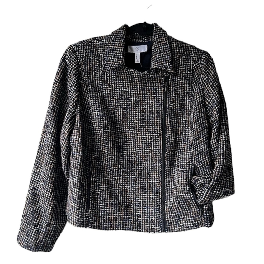 NWT Addition Elle Asymmetric Zip Up Jacket with Collar Size 18 tweed